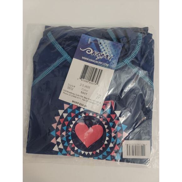 Navy Blue Swim Shirt Short Sleeve Toddler Size 2t - Picture 5 of 5